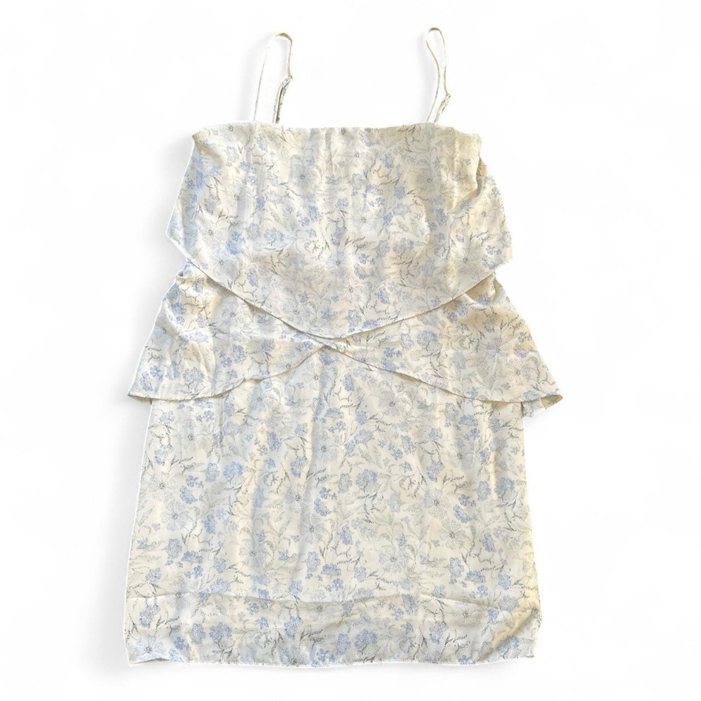 Olivaceous Cream and Blue Floral Mini Dress